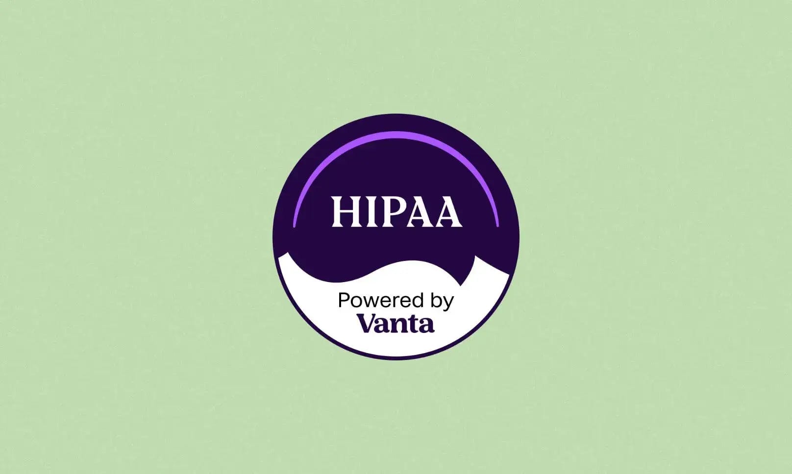 Vanta's HIPAA compliance logo against a green background.